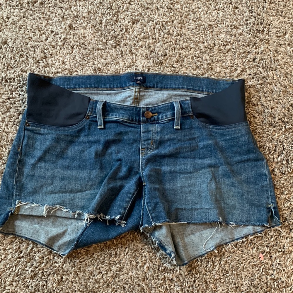Denim maternity shorts